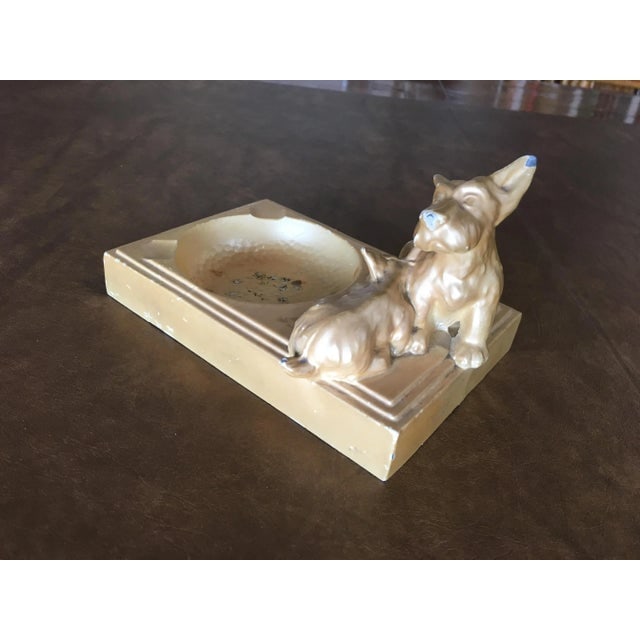 Art Deco Enameled Spelter Metal Terrier Ashtray - 4