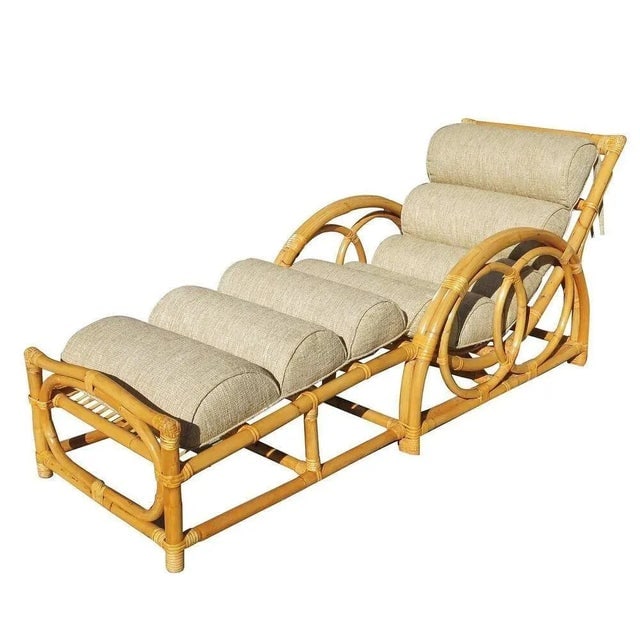 Restored Circles & Speed Arm Rattan Chaise Lounge Chair - 3