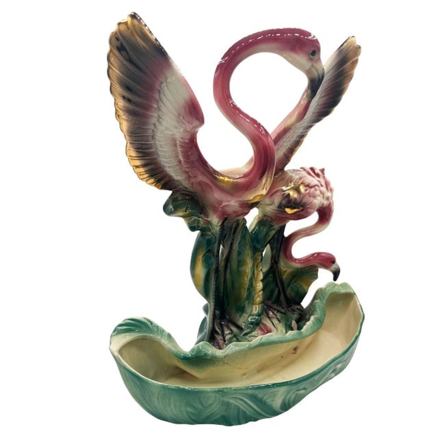1956 Ceramic Flamingo Tropical Pond Indoor Planter by Lane & Company California - 2