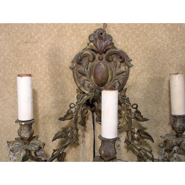 Ornate Bronze Rococo Wall Sconce, Set of 2 - 3