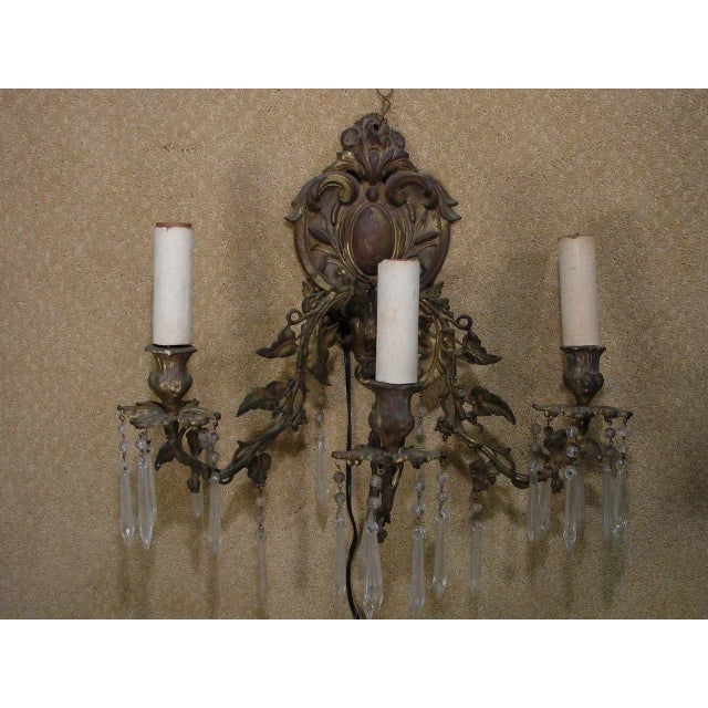 Ornate Bronze Rococo Wall Sconce, Set of 2 - 5