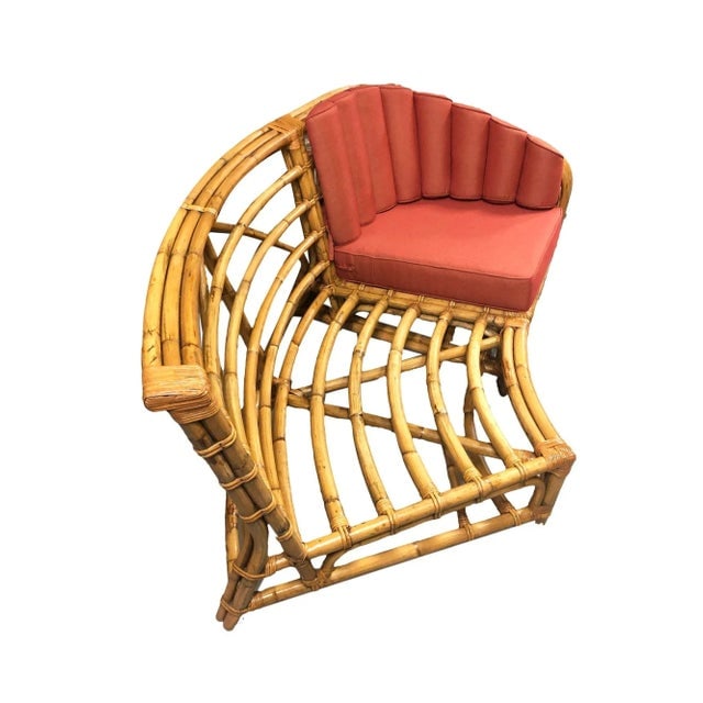 Restored MCM Rattan Round Sectional Corner Sofa W/ 3-Strand Waterfall Arms - 3