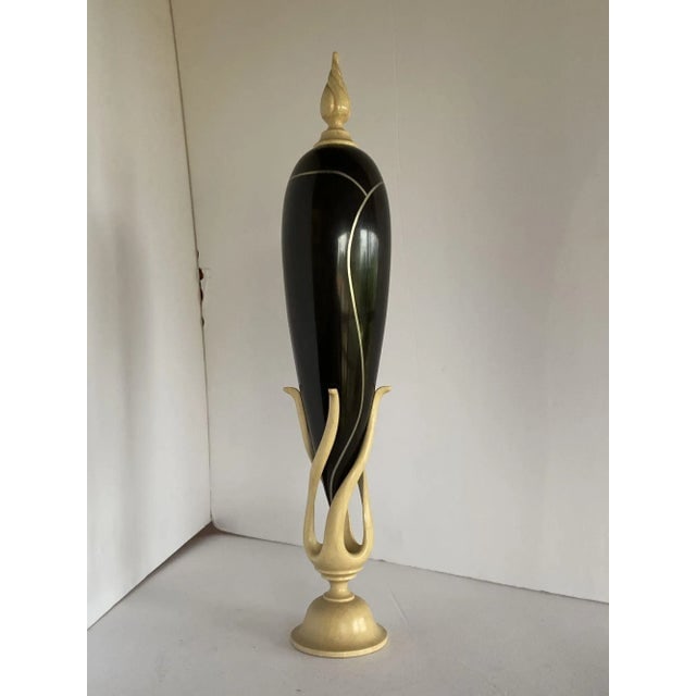 Sculpted Ebony, Silver and Maple "Hollow Vessel" #23 by Don Comer Lacma - 3