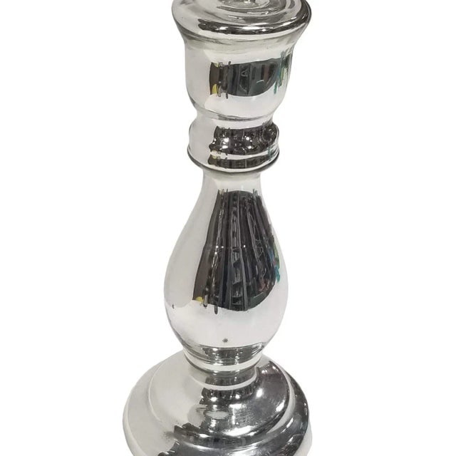 Art Deco Silver Mercury Art Glass CandleStick Holder - 2