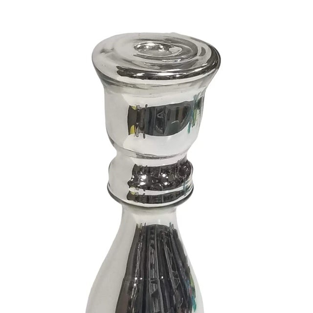 Art Deco Silver Mercury Art Glass CandleStick Holder - 3