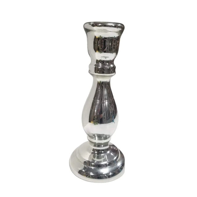 Art Deco Silver Mercury Art Glass CandleStick Holder - 4