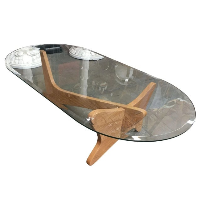 1950s Mid-Century Modern Noguchi Style Oval Glass Coffee Table - 3