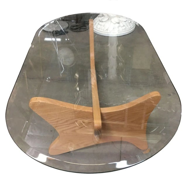 1950s Mid-Century Modern Noguchi Style Oval Glass Coffee Table - 4