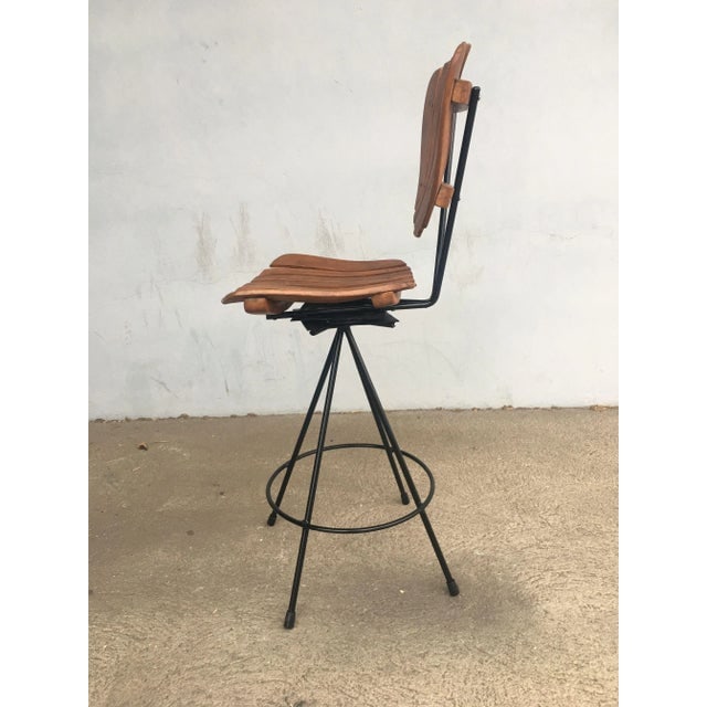 Arthur Umanoff Style Slate Bar Stool W/ Black Wrought Iron Base - 2