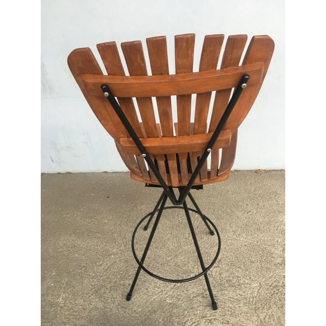 Arthur Umanoff Style Slate Bar Stool W/ Black Wrought Iron Base - 4