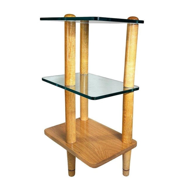 MCM Floating Glass & Walnut 28" Tall Side Table Attributed to Gilbert Rohde - 4