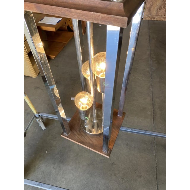 1970s Post Modern Teak and Chrome Pendant Light Fixtures - a Pair - 12