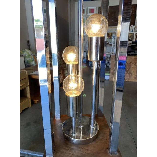 1970s Post Modern Teak and Chrome Pendant Light Fixtures - a Pair - 9