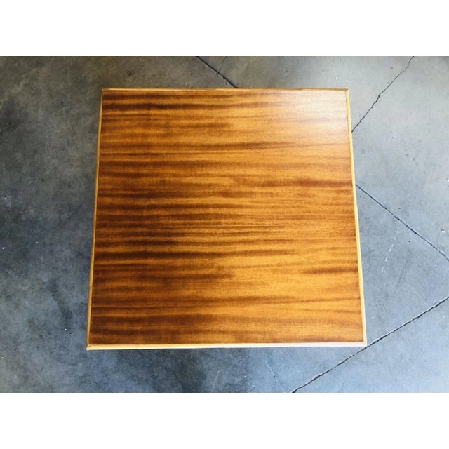 1950s Restored "X" Base Rattan Coffee Table with Mahogany Top - 3