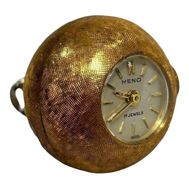 1960s Mid-Century"Boule De Gen??ve" 18mm Swiss Orb Watch Necklace Pendant by Heno: Title: 1960s Mid-Century"Boule De Gen?®ve" 18mm Swiss Orb Watch Necklace Pendant by Heno Description: A charming and distinctive example of mid-century Swiss horological design, this "orb" or ball-sh