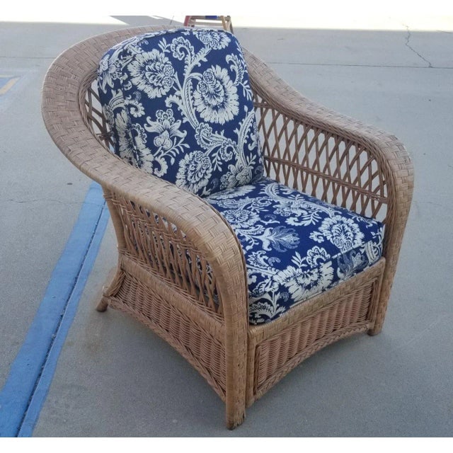 Restored Mid-Century Rattan and Wicker Cobra Back Lounge Chair - 3