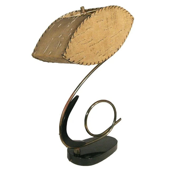 Free-Form Black Lacquer and Brass Coiled Cobra Table Lamp - 2