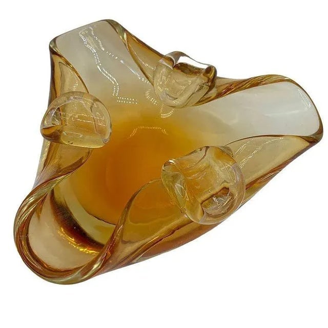 Mid-Century Amber Honey Glass Ashtray Attributed to Murano Archimede Saguso - 3