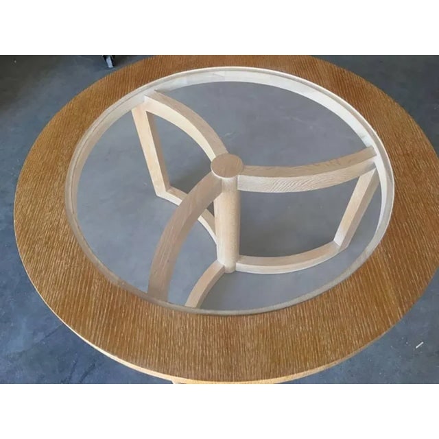 Round Scandinavian Spindle Coffee Table in Oak With Glass Top - 3