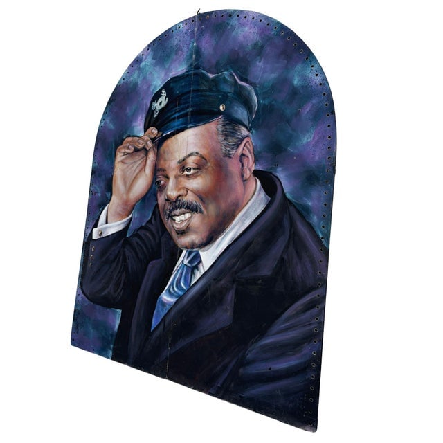 12' Foot Tall Oil on Canvas Portrait of Count Basie Light Up Folding Screen - 2
