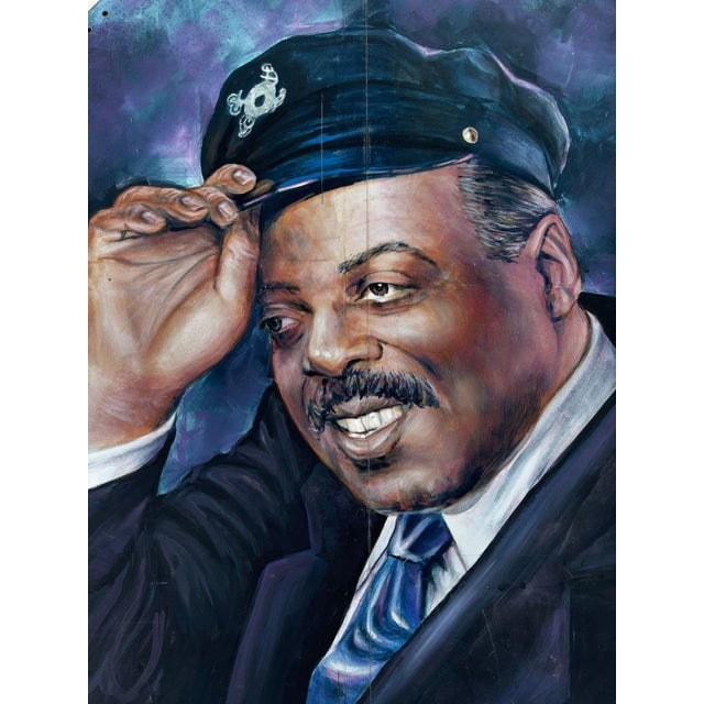 12' Foot Tall Oil on Canvas Portrait of Count Basie Light Up Folding Screen - 4