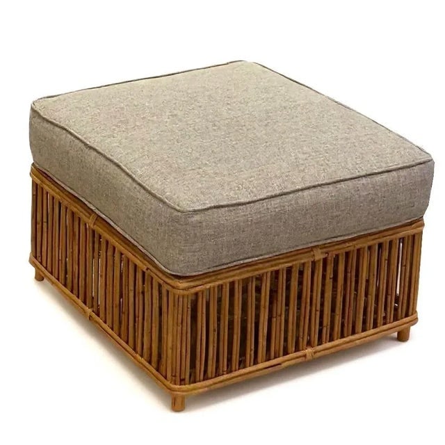 1990s Presidents Stick Reed Rattan Nantucket Ottoman Footstool - 2