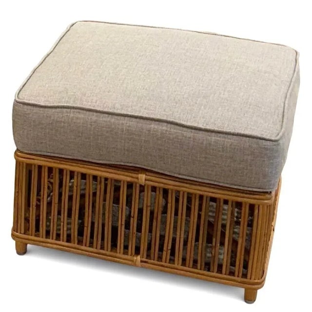 1990s Presidents Stick Reed Rattan Nantucket Ottoman Footstool - 4