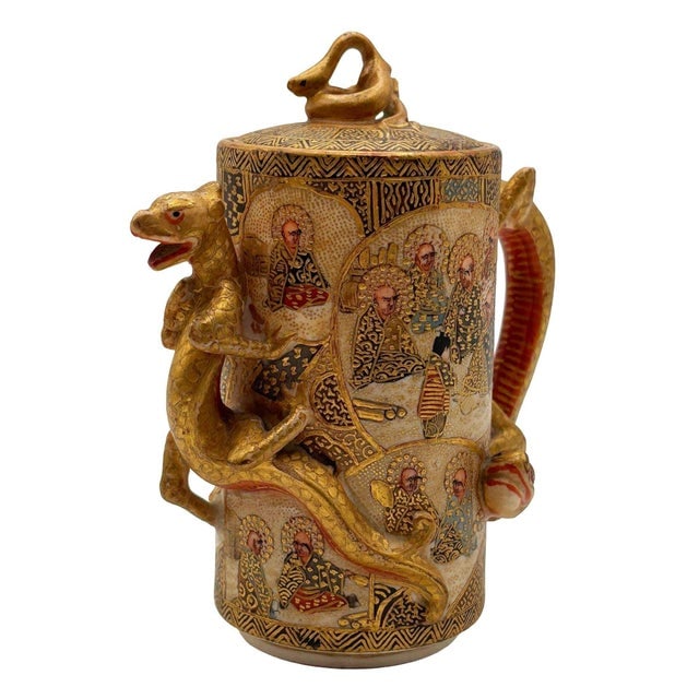 Late 19th Century Gyokushu Satsuma Earthenware Saki Pitcher, C. Meiji Period - 12