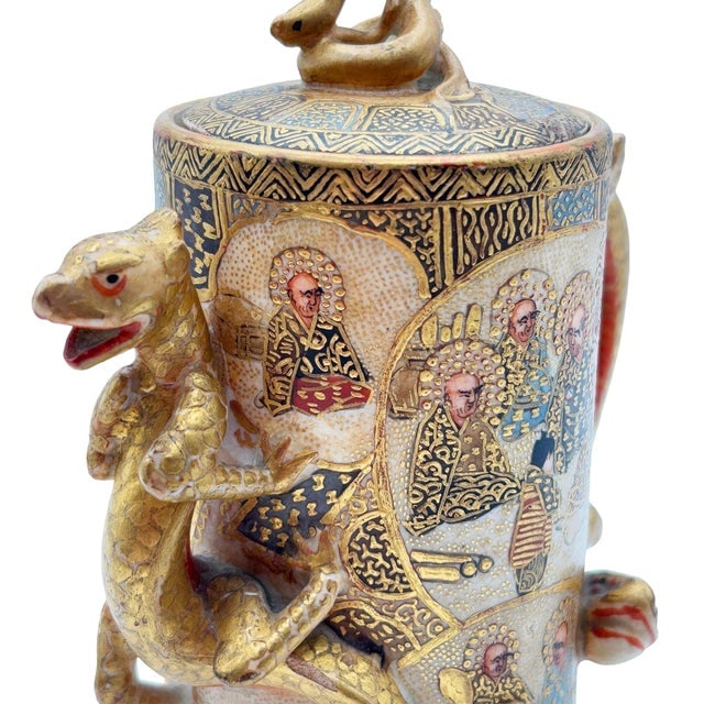 Late 19th Century Gyokushu Satsuma Earthenware Saki Pitcher, C. Meiji Period - 4