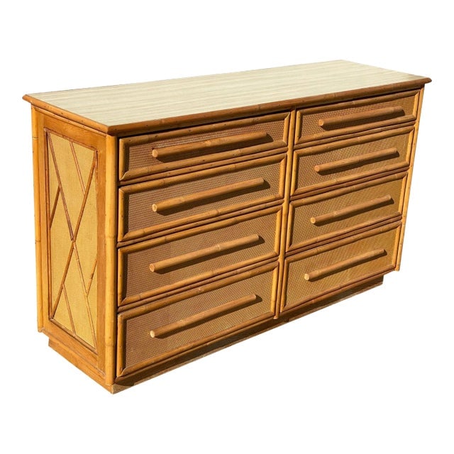 1950s Restored Mid-Century Rattan & Wicker Dresser by Mengel Furniture (1 of 9)