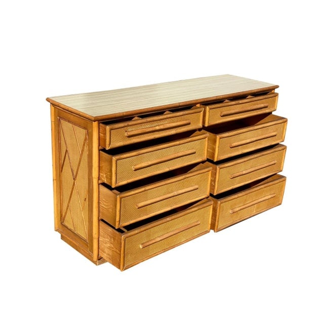 1950s Restored Mid-Century Rattan & Wicker Dresser by Mengel Furniture - 2
