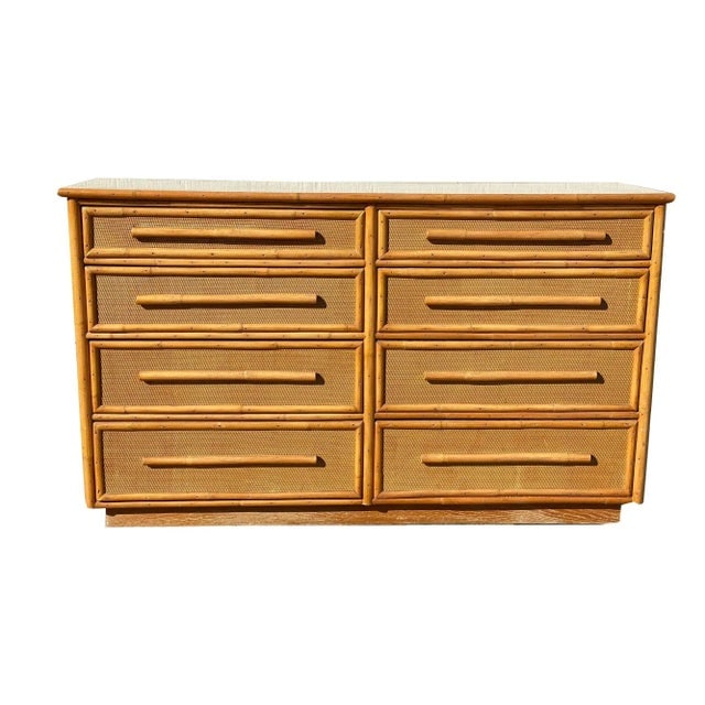 1950s Restored Mid-Century Rattan & Wicker Dresser by Mengel Furniture - 3