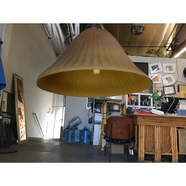 Bronze Hanging Lamp With Amber Glass Shade - 8