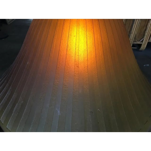Bronze Hanging Lamp With Amber Glass Shade - 9