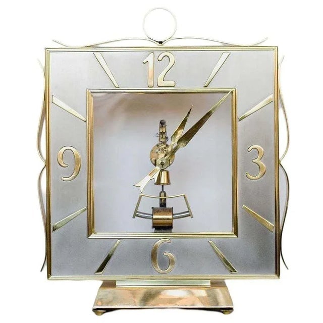 German Mid-Century Brass Mantel Clock by Kieninger & Obergfell - 2