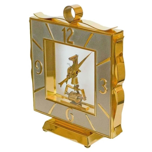 German Mid-Century Brass Mantel Clock by Kieninger & Obergfell - 3