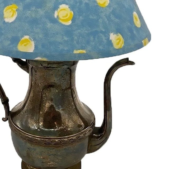 Antique Art & Crafts Silver-Plated Teapot Lamp - 3