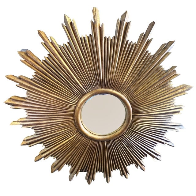 48" MCM Style Gilt Wood Starburst Mirror by Carol Canner for Carvers Guild - 2