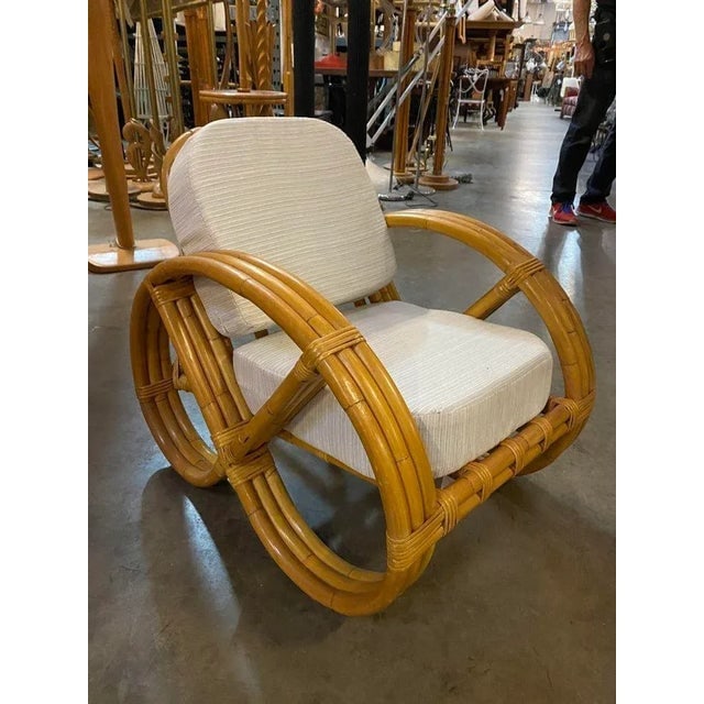 Restored Child Size 3-Strand Round Full Pretzel Rattan Sofa & Lounge Chair - 4