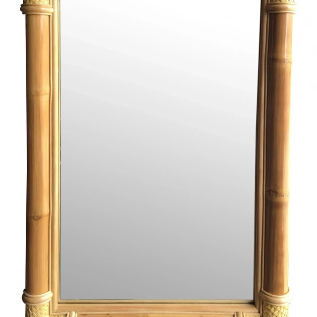 Restored Extra Large Single-Strand Rattan Mirror With Fancy Wrappings - 3