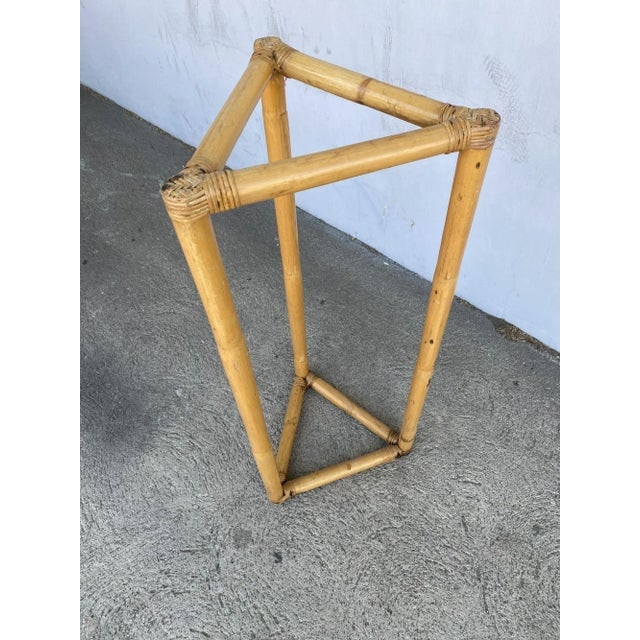 1950s Restored 3-Point Rattan Single-Strand Plant Stand - 2