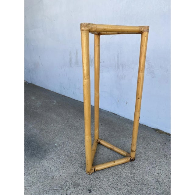 1950s Restored 3-Point Rattan Single-Strand Plant Stand - 3