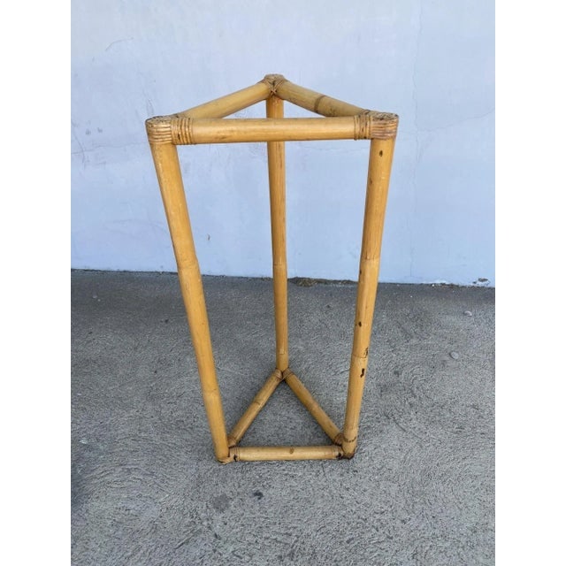 1950s Restored 3-Point Rattan Single-Strand Plant Stand - 4