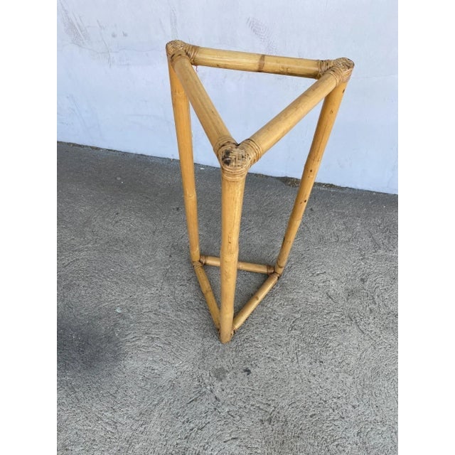 1950s Restored 3-Point Rattan Single-Strand Plant Stand - 7