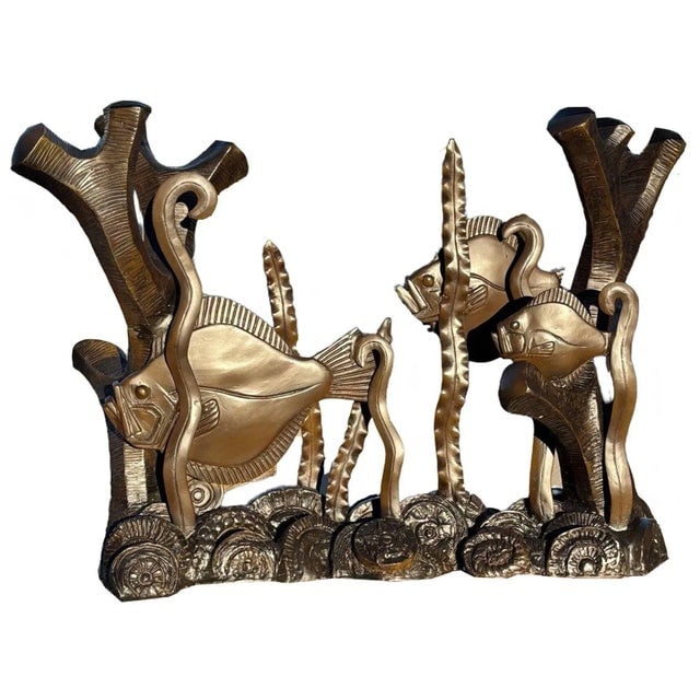 Aquatic Marcel Bouraine "Turbot" Bronze Art Deco Console Table by Phyllis Morris - 5