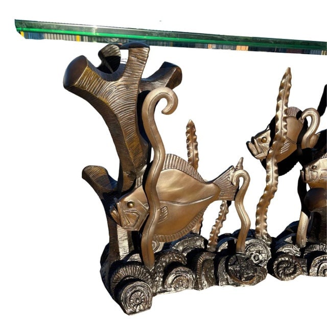 Aquatic Marcel Bouraine "Turbot" Bronze Art Deco Console Table by Phyllis Morris - 7