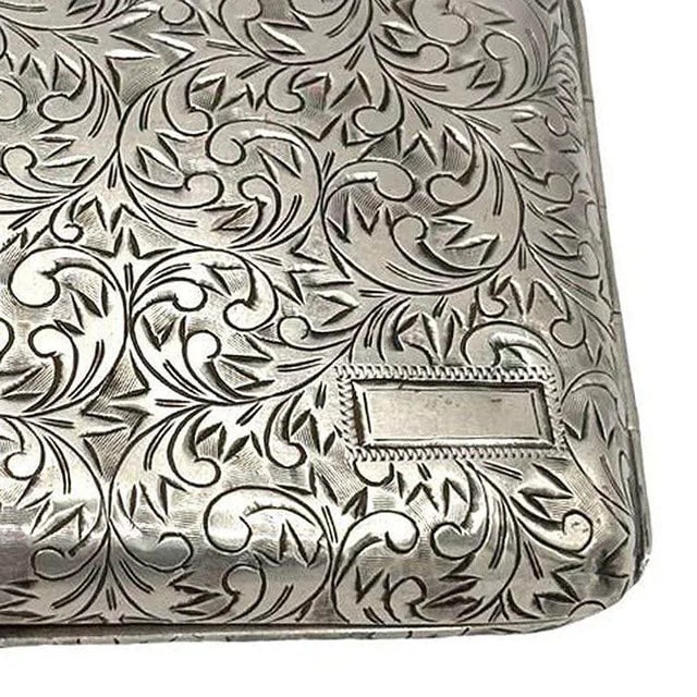 1910s Hand Etched Edwardian Sterling Silver Cigarette Case Wallet - 6