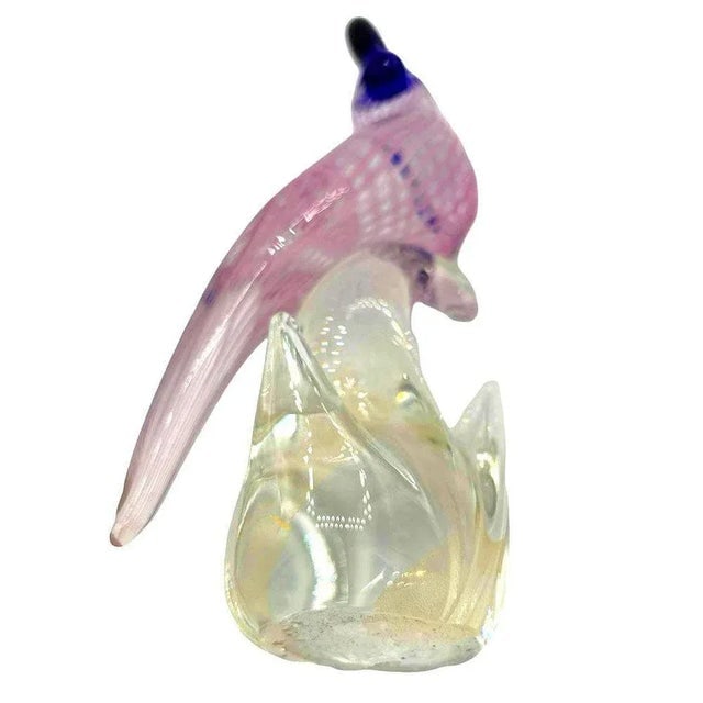Mid-Century Murano Gold Fleck Multicolored Art Glass Cockatoo Scultpure - 5