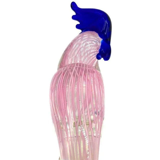 Mid-Century Murano Gold Fleck Multicolored Art Glass Cockatoo Scultpure - 6
