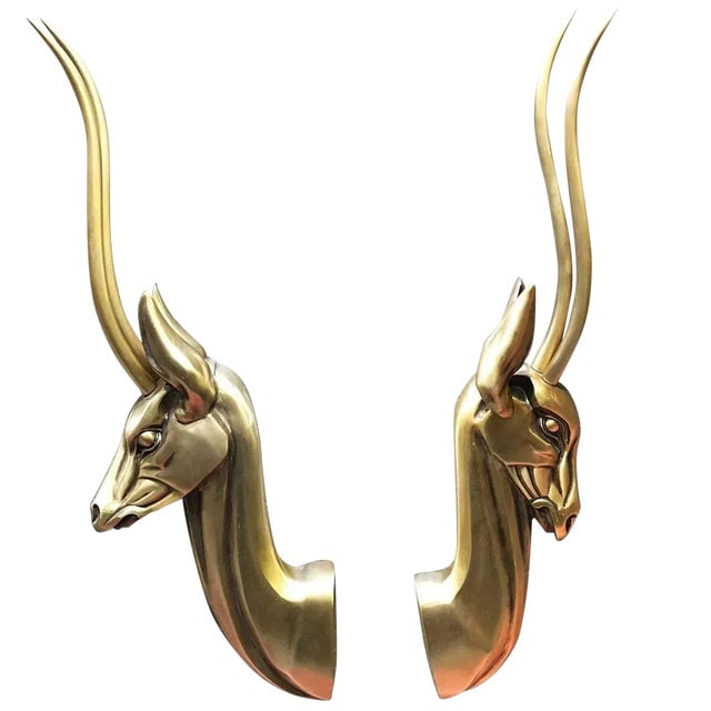 Modernist Anodized Aluminum Gazelle Wall Sculpture by Pendergast - a Pair: Title: Modernist Anodized Aluminum Gazelle Wall Sculpture by Pendergast - a Pair Description: Highly detailed anodized aluminum Gazelle wall sculptures pair designed by Jacques Richard for Pendergast 